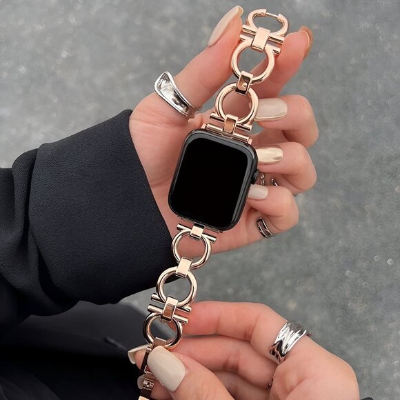 NEW Adjustable Stylish Circle Stainless Chain Band For Apple Watch - Roseglod - Picture 1 of 5